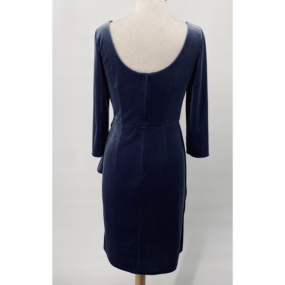 Oleg Cassini Velvet Draped Cocktail Mini Dress Sheath Long Sleeve Gathered 8 - Picture 8 of 12